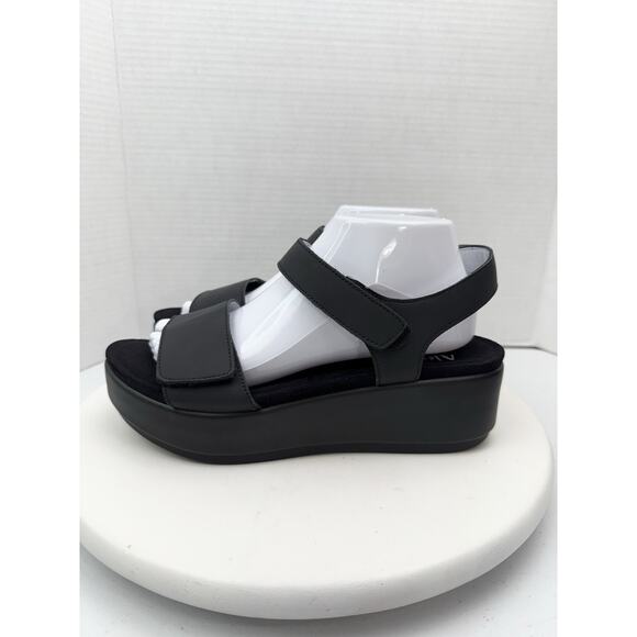 Alegria Tam 601 Womens Black Leather Strappy Shoes EU 39 US 8 Platform Sandals - Picture 1 of 12